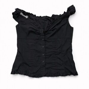 Brandy Melville Black Ruffled Blouse